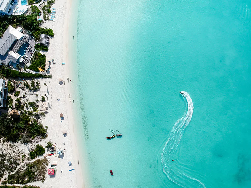drone shot of the beach